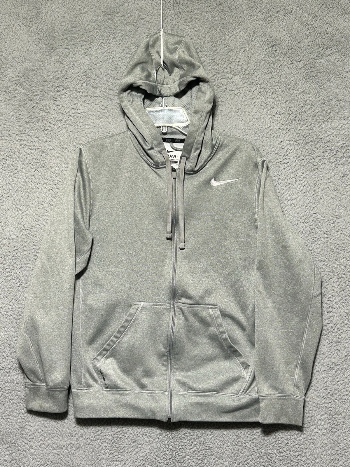 Nike Therma Fit Hoodie Mens Small Grey Heather Full Zip Training Jacket