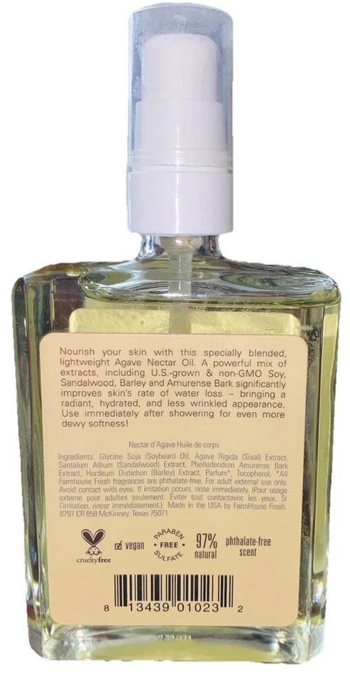 Nuevo aceite corporal sin edad de néctar de agave FHF fresco de granja 4 OZ ENVÍO GRATUITO Foto 2 de 4