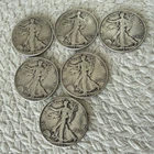 6 SILVER Walking Liberty Half Dollars ~ Consecutive 1941 -1946 (Unrated XF/VF)