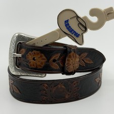 Vtg Resistol Belt Genuine Full Grain Leather Tooled Western Horse Womens L 31-33