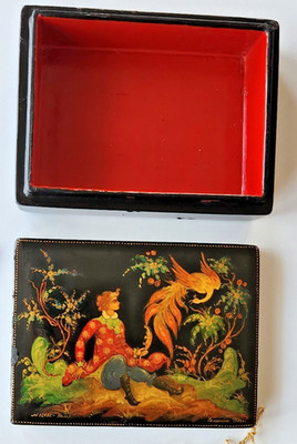 Vintage Russian Palekh Lacquer Box Firebird Signed 1973 Folk Art