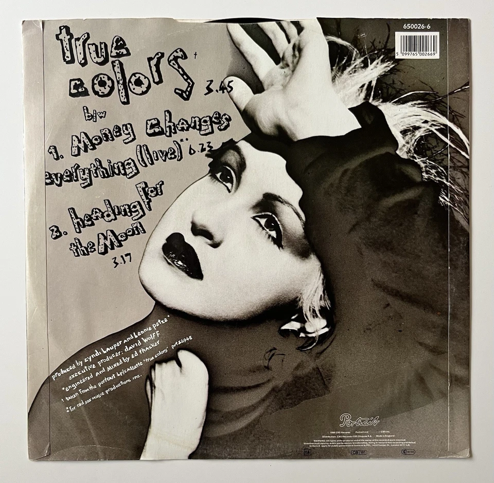 Cyndi Lauper - True Colors-  3 Track 12'' VINYL Single 1986 Portrait/CBS  VG+ - Image 2 of 4