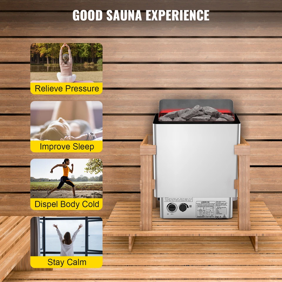 9KW Elektrischer Saunaofen Saunaheizung mit integrierte Steuerung Wandhalterung - Bild 3 von 4