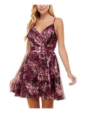 CITY STUDIO Womens Spaghetti Strap Short Party Fit + Flare Dress