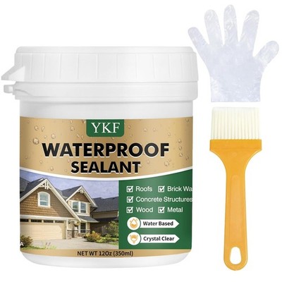 Transparent Waterproof Sealant 12 Oz, Clear Water-Based Invisible Leak Repair Co