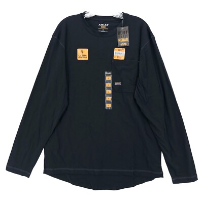 NWT ARIAT Rebar Workman Long Sleeve T-Shirt BLACK 10019056