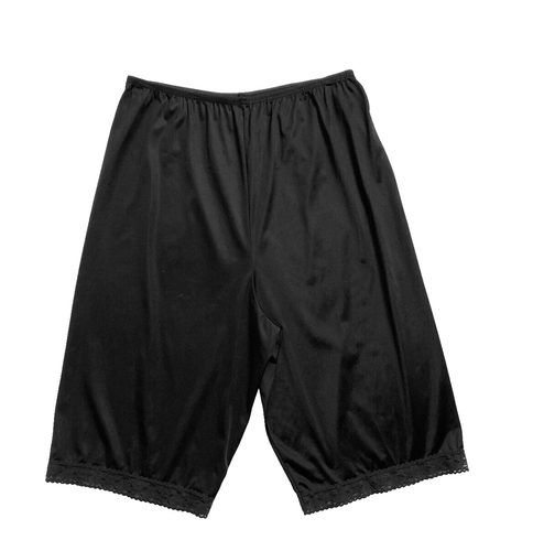 VANITY FAIR SCHWARZES TRIKOT NYLON GETEILTER HALBER SLIP, LARGE