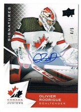 2020-21 Upper Deck Team Canada Juniors Black Autograph #29 Olivier Rodrigue 4/5