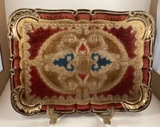 Florintine Hand Painted  Wood Tray