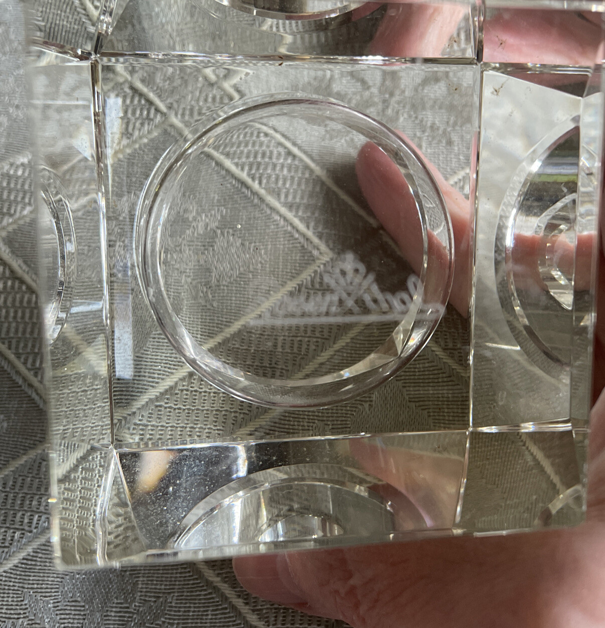 Rosenthal Regency Clear Crystal Votive Candle Holder Geometric Signed