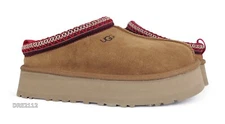 UGG Tazz Chestnut Suede Fur Slippers 1121553 Womens Size 8 *NEW*
