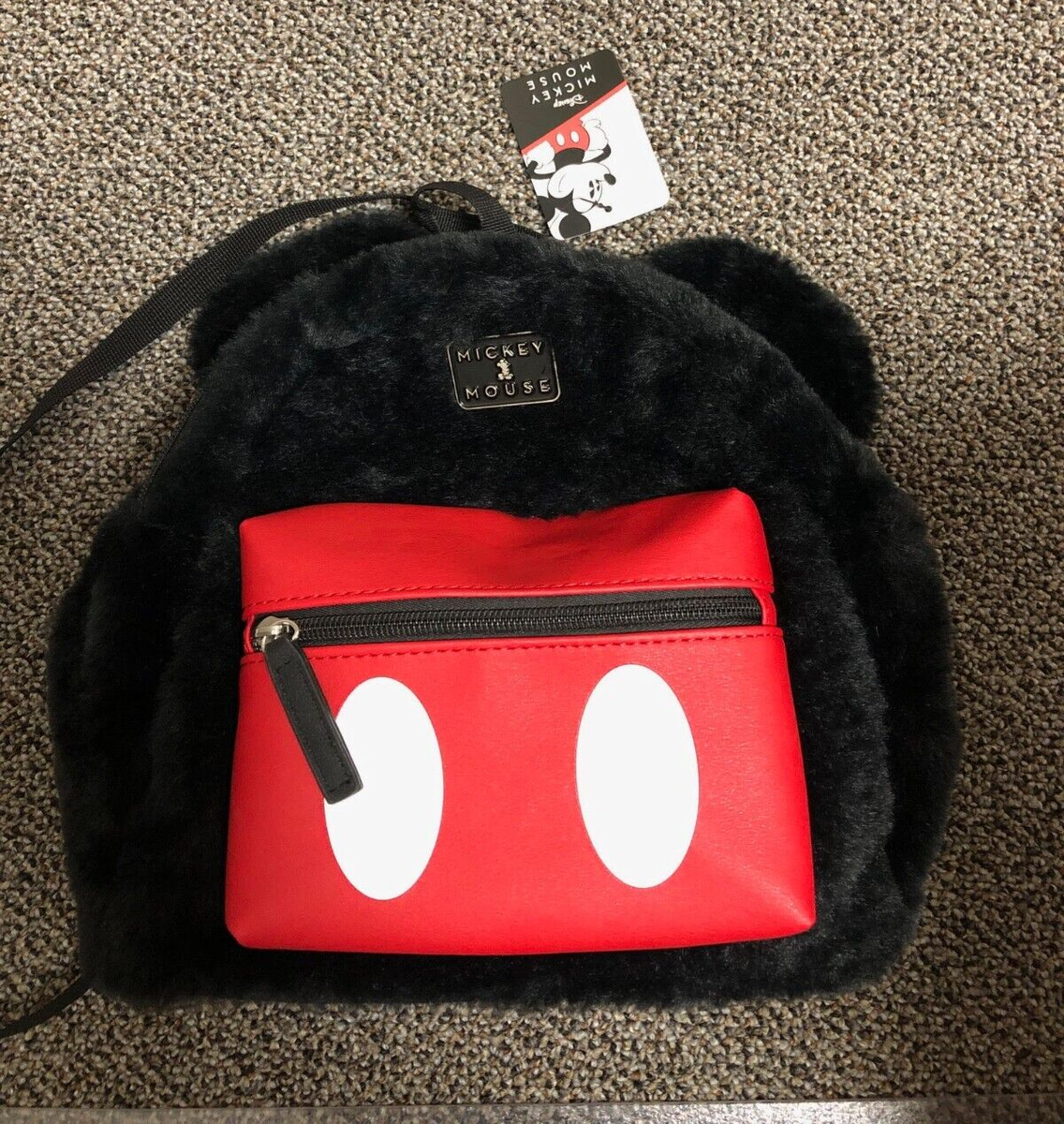 Disney Mickey Mouse Soft Fuzzy Faux Fur with Ears Backpack  display picture 2