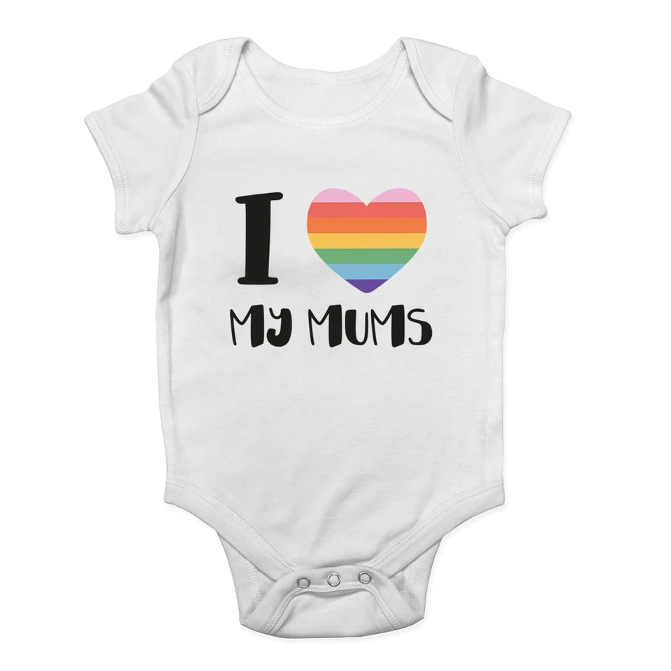 BABY ORIGINALS Pride Rainbow Heart Baby Grow Vest I Love My Mums LGBTQ Bodysuit Boys Girls Gift