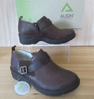 Nurse Mates ALIGN Arya Womens size 7.5 W WIDE WIDTH Brown Leather Loafer Clogs