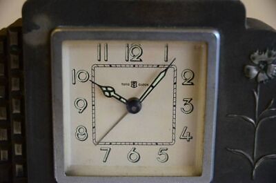 TOYO CLOCK Table Clock, Metal, Antimony, Showa Retro, 11.5cm TOYO CLOCK Table Clock, Metal, Antimony, Showa Retro, 11.5cm