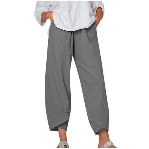 Summer Womens Ladies Cotton Linen Baggy Casual Harem Pants Trousers Plus Size - Picture 7 of 11