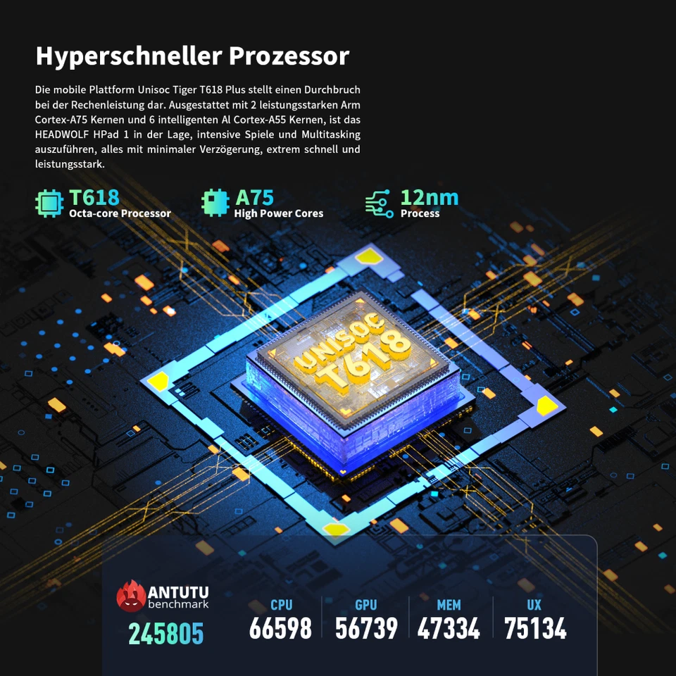 Headwolf WiFi Android 12 Tablet 10.36 Zoll 16GB+128GB 8-core Widevide L1 4G LTE - Bild 3 von 4