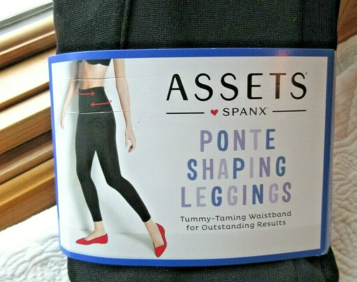 SPANX ASSETS NWT SIZE 1X PONTE SHAPING LEGGINGS VERY BLACK SHAPE