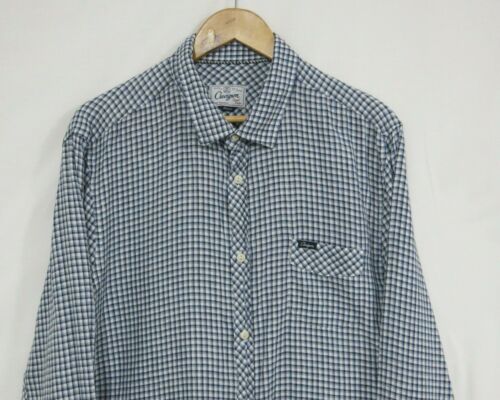 Chevignon Mens Shirt Button Down Long Sleeve Checkered Straight Fit Blue Size XL - Picture 1 of 7
