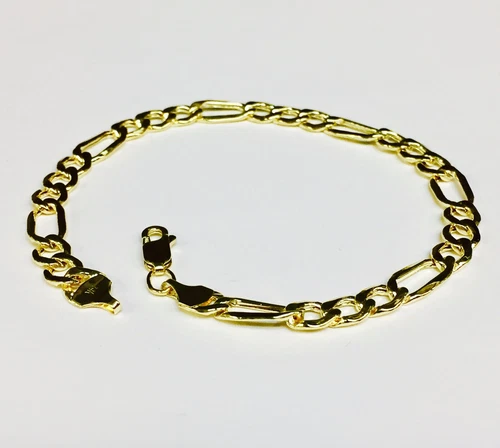 14k Yellow Gold 7" Lite Figaro Curb Link Chain/Bracelet  4.5mm 2 grams - Picture 1 of 1