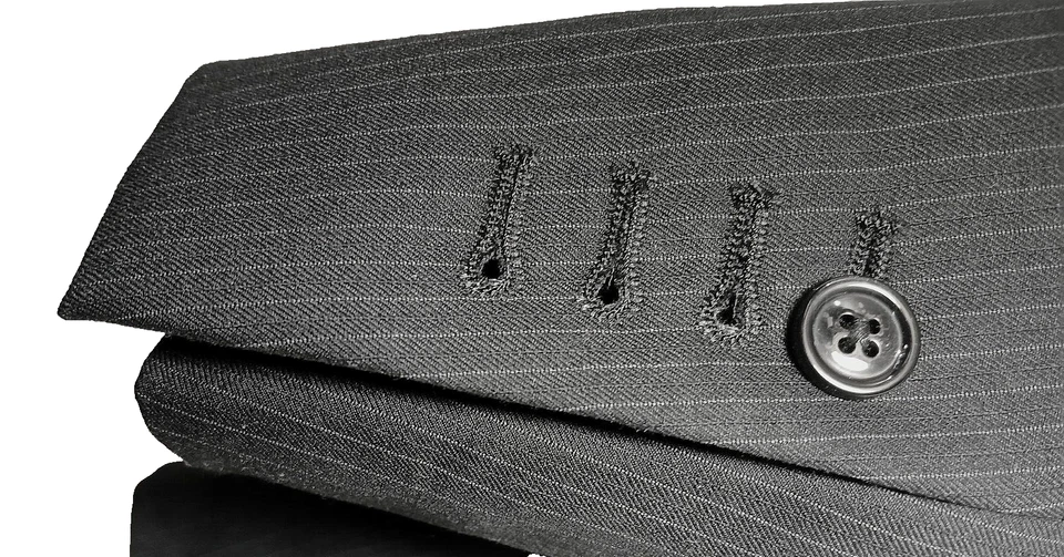 Gino Valentino Zegna 44R Mens Suit 2pc Double Breasted Self Stripe Surgeons Cuff - Image 2 of 4