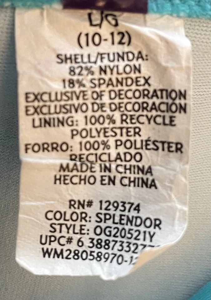 Traje de baño bikini OP de 2 piezas para niñas, talla L 10-12 parte superior a rayas azul bebé Foto 4 de 4