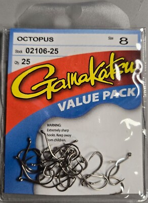 Gamakatsu Octopus Hook Size 8 /  25 per pack 02106-25 value pack BR21