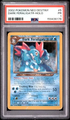 2002 POKEMON NEO DESTINY #5 DARK FERALIGATR-HOLO PSA 1