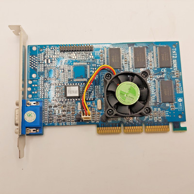 Vintage AGP Grafikkarte Nvidia Vanta TNT2 M64 32MB aktive Kühlung