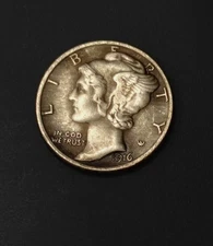 1916-D Mercury Dime Low production in the first year As shown in the figure