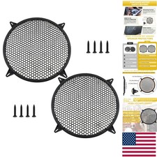2-Pack 10 Inch Subwoofer Grill Covers with Honeycomb Design - ABS Mesh