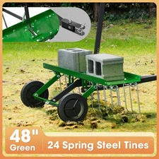 Tow Behind Dethatcher 48" Lawn Dethatcher Rake Grass Sweeper ATV Mower 24 Tines