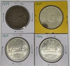 1939 1964 1965 1966 Lot Of 4 Canada Silver Dollars