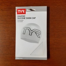 Tyr Graphic 100 White Silicone Swim Cap Adult Size Large Tyr Logo New