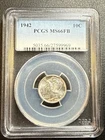 1942 10C PCGS MS66FB FULL BANDS 1942 MERCURY DIME SILVER 10c