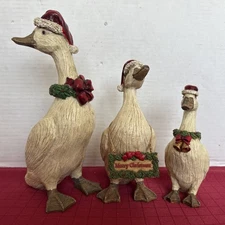Kirklands Home Set If 3 Christmas Ducks Resin Figures 11.5” 9” 7.6”. No Box
