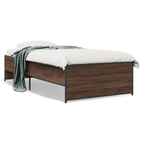 Bettgestell Braun Eichen-Optik 75X190 Cm Holzwerkstoff Metall