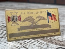 Vintage Independent Order Of Foresters Metal Social Security ID Card Name Plate