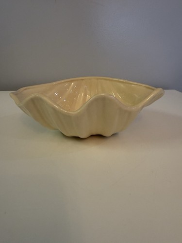 Beige Ceramic Clam Seashell Bowl w/Lusterware Finish Coastal Beach Ocean Decor - Picture 5 of 14