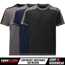 TuffStuff Mens Work T-Shirt Quality Quick Drying Moisture Wicking Contrast Panel