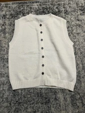 White Sleeveless Button Front Short Solid Vest for Women Regular Size