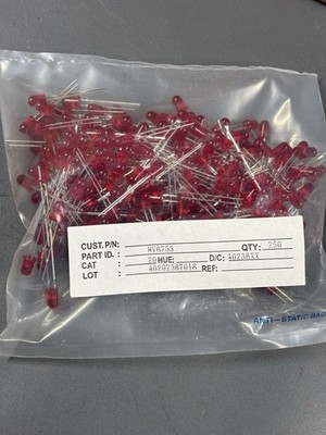 Red LED Through Hole Lamps 20° 250pcs MV6753 Fairchild Semiconductor