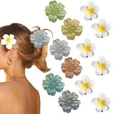 12Pcs Mix Colors Hawaiian Flower Hair Clips Large Sunflower Claw Clips Access...