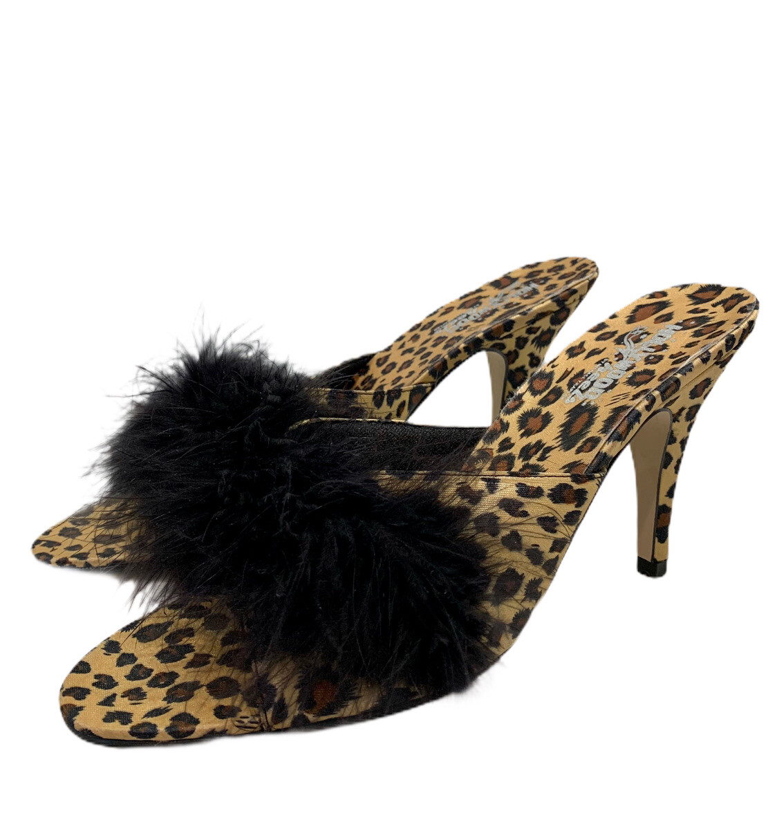 サンダル・ミュール Walter Satin Leopard Print Pumps Hollywood Heels Michael T Kaplan Leopard Feather Pumps