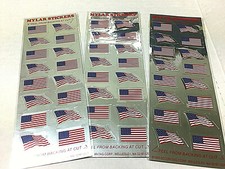 3 new pkg MYLAR USA FLAG STICKERS 48 total