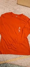 JCP Women's Orange 100% Cotton Solid Round Neck Long Sleeves T-Shirt Tops Size L