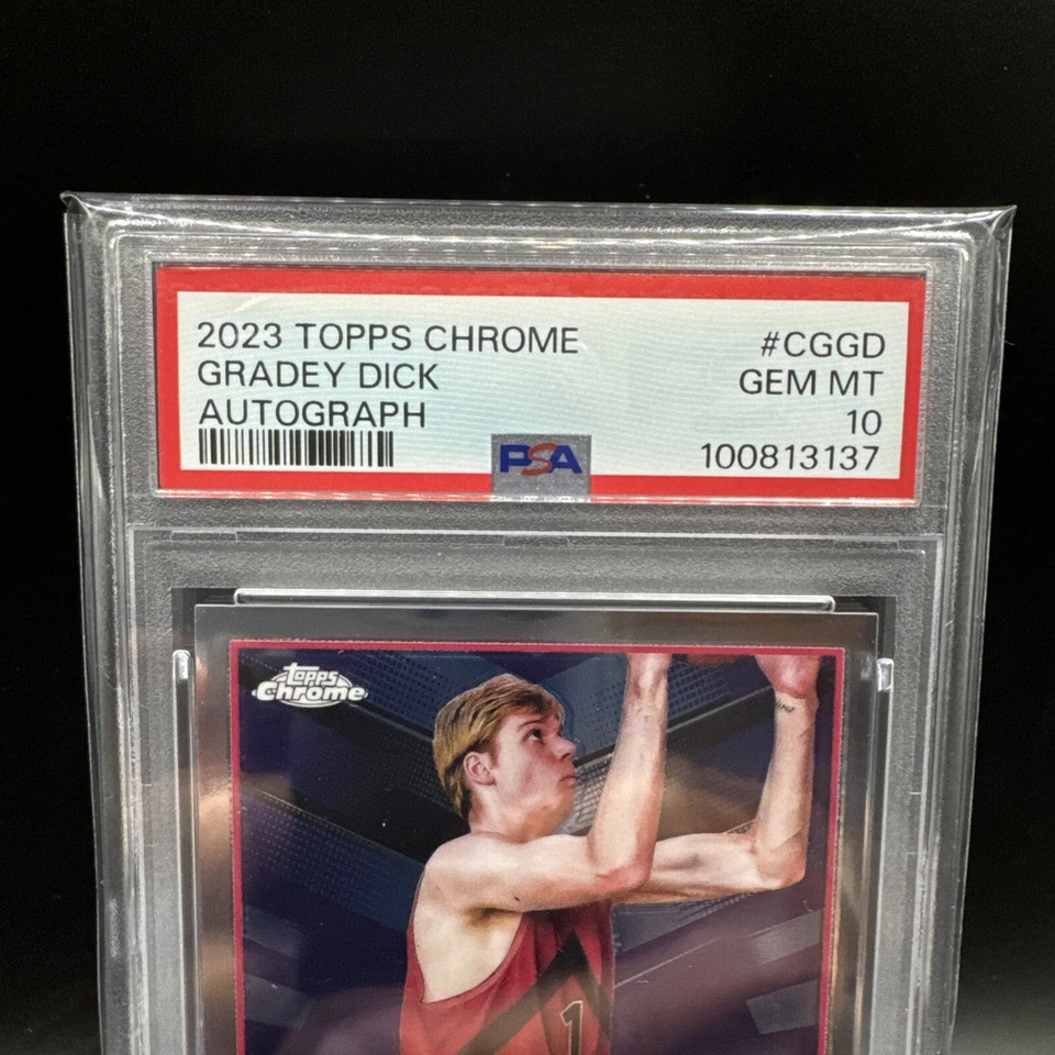 2023-24 Topps Chrome #CG-GD Gradey Dick Autograph Signature Auto Card PSA 10 Gem - Image 2 of 4