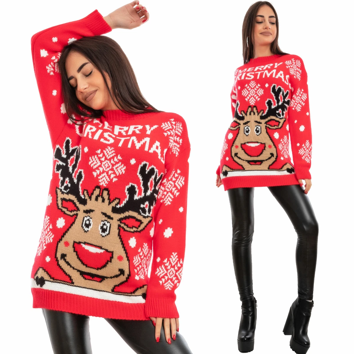 Maglione Natalizio Donna Renna Natalizia Felpa Natale