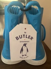 Sz 10 BUTLER Kids Overboots Rain Snow Rubber Easy Slip On Waterproof Navy