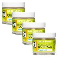 Uncle Harry's Peppermint Toothpaste, 3 oz jar 4 Pack